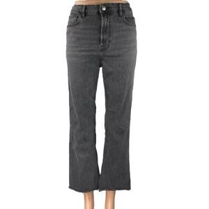 MNG Mango Bootcrop Women's Black High Waist Flared Bootcut Denim Jeans Pants 8